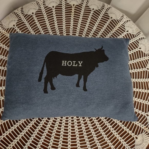 Rag Frog Revival Holy cow Throw pillow COVER ONLY size 11"x14" - Picture 1 of 4